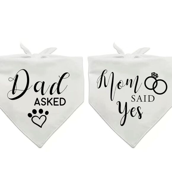 WEDDING DOG BANDANAS - Set of 2. White+ Black. NWT - Picture 1 of 5